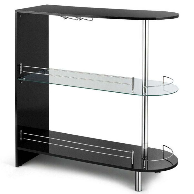 Hivago 2-holder Bar Table with Tempered Glass Shelf