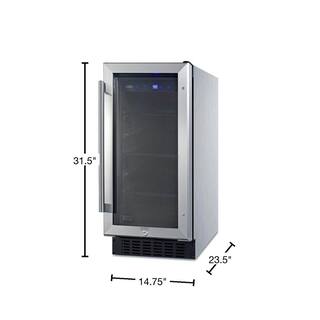 Summit Appliance 15 in. 2.3 cu. ft. Mini Fridge with Glass Door in Stainless Steel without Freezer ADA Compliant ALBV15CSSE