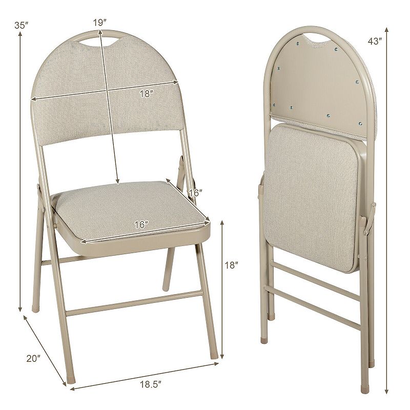 6 Pieces Folding Chairs Set with Handle Hole and Portable Backrest