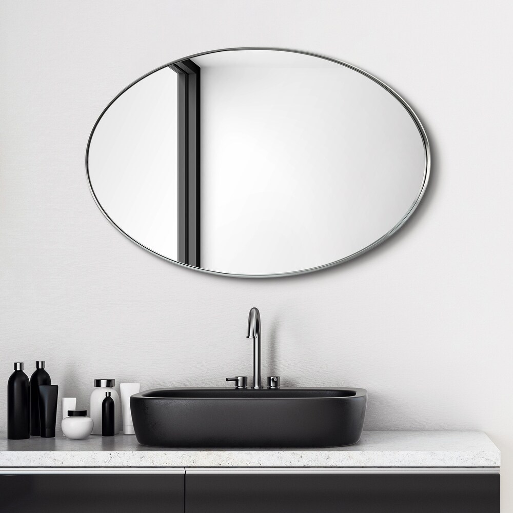 Ultra Stainless Steel Oval Wall Mirror  24\