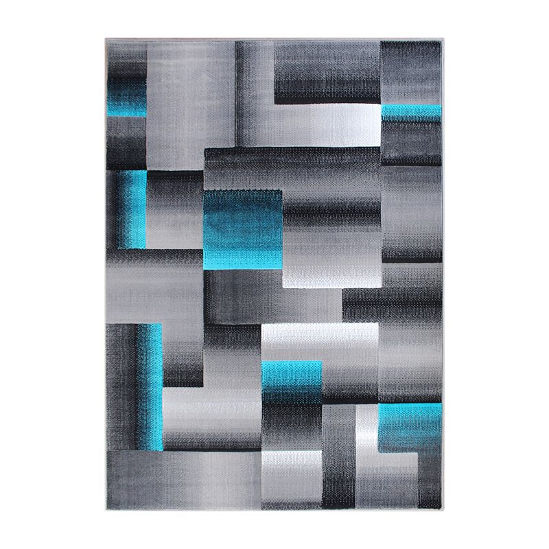 Masada Rugs Masada Rugs Trendz Collection 8'x10' Modern Contemporary Area Rug in Turquoise， Gray and Black-Design Trz861