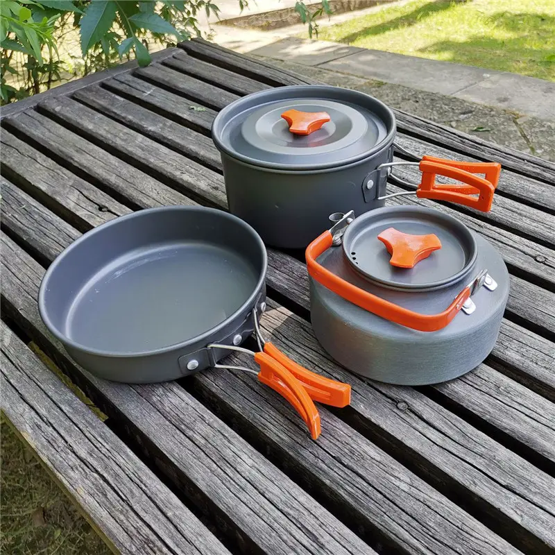 Sevenstar Low Price 7 Pcs Other Camping   Hiking s Portable Aluminium Pot Teapot Frying Pan Tableware Set with Carabiner