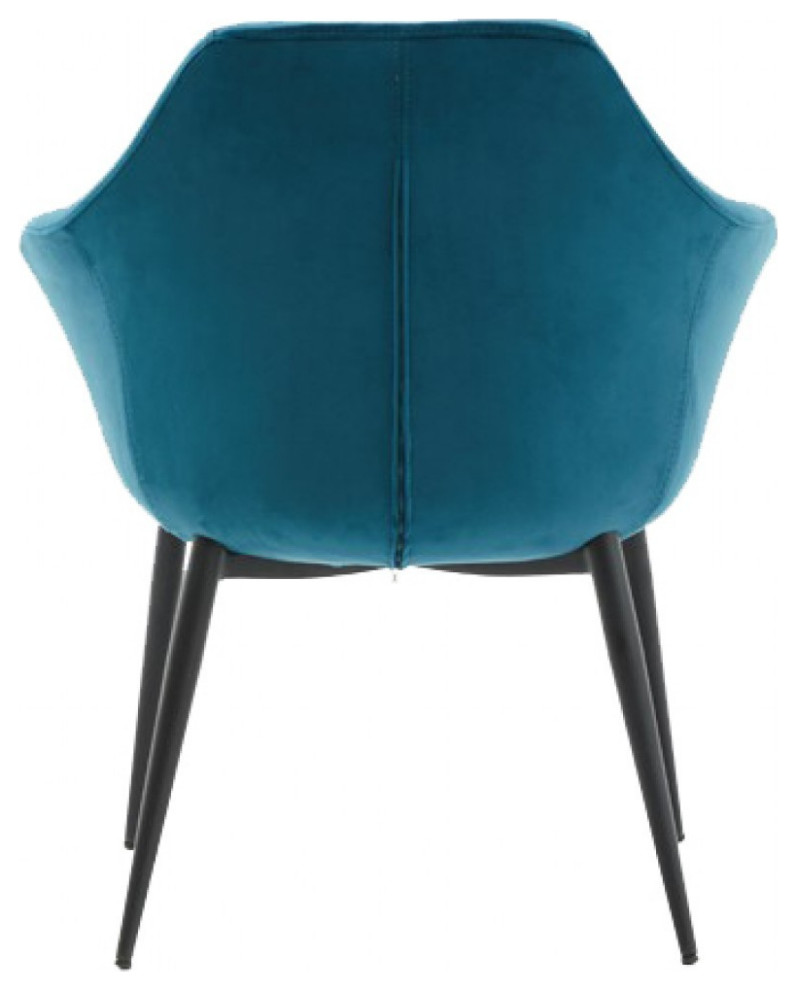 Teal and Black Velvet Dining or Side Chair   Midcentury   Dining Chairs   by HomeRoots  Houzz