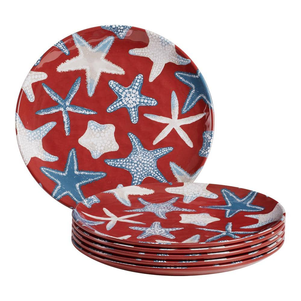 StyleWell Taryn Melamine Accent Plates in Chili Red Starfish (Set of 6) NN0479STA