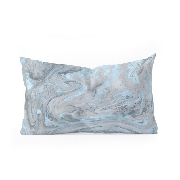 Lisa Argyropoulos Ice Blue And Gray Marble Oblong Throw Pillow Society6