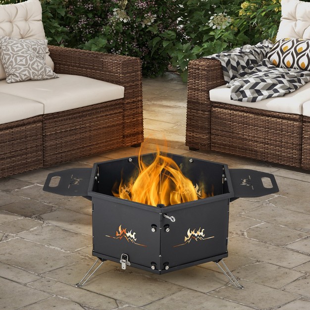 Costway Portable Charcoal Grill Stove With 360 Rotatable Grill Foldable Body amp Legs Black