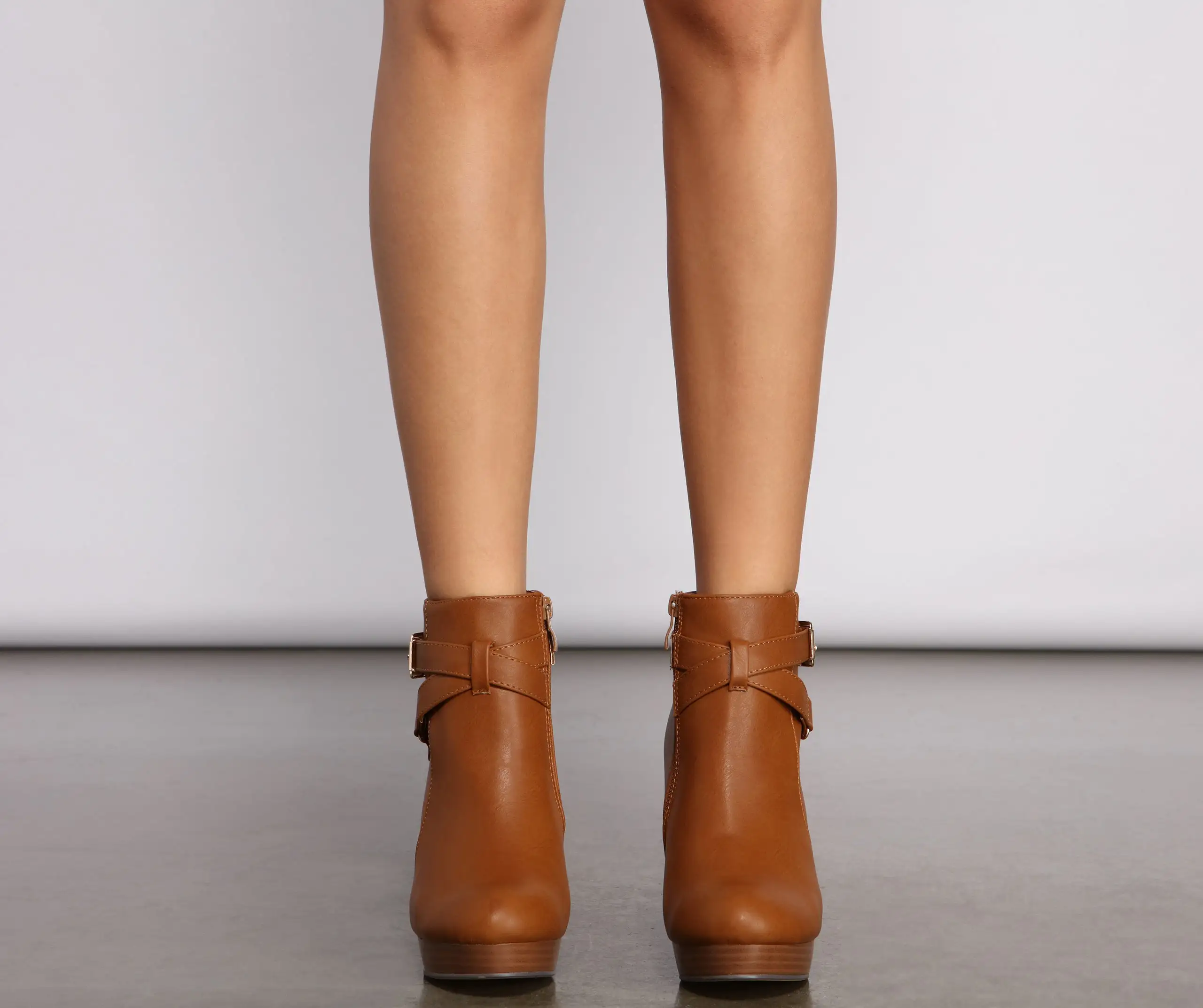 Step Up Faux Leather Platform Booties