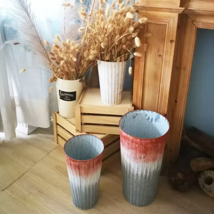 Hot sale french gold bucket farmhouse buckets for flowers galvanized buckets for flowers