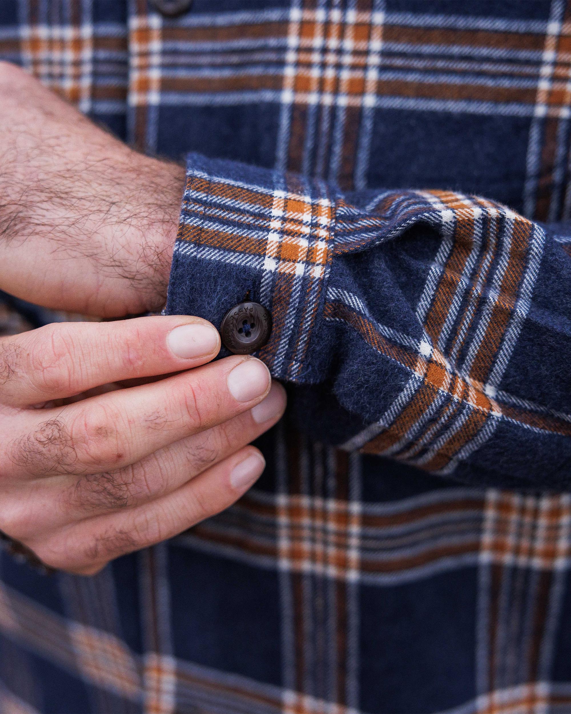 Rustic Organic Cotton Heavyweight Overshirt - Rich Navy Check