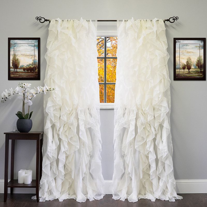 Sweet Home Collection Sheer Voile Vertical Ruffle Window Curtain