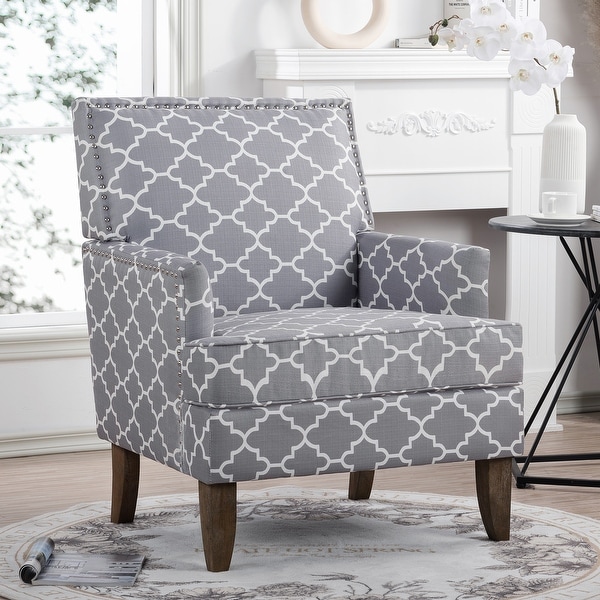 Fabric Accent Chairs for Living Room with Nailheads