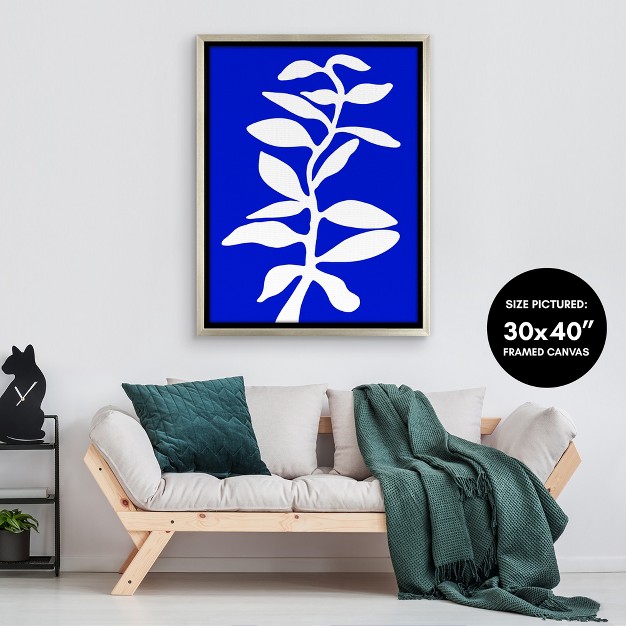 Americanflat Blue Stem By Louise Robinson Floating Canvas Frame Modern Wall Art Decor