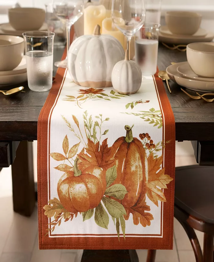 Elrene Autumn Pumpkin Grove Fall Table Runner