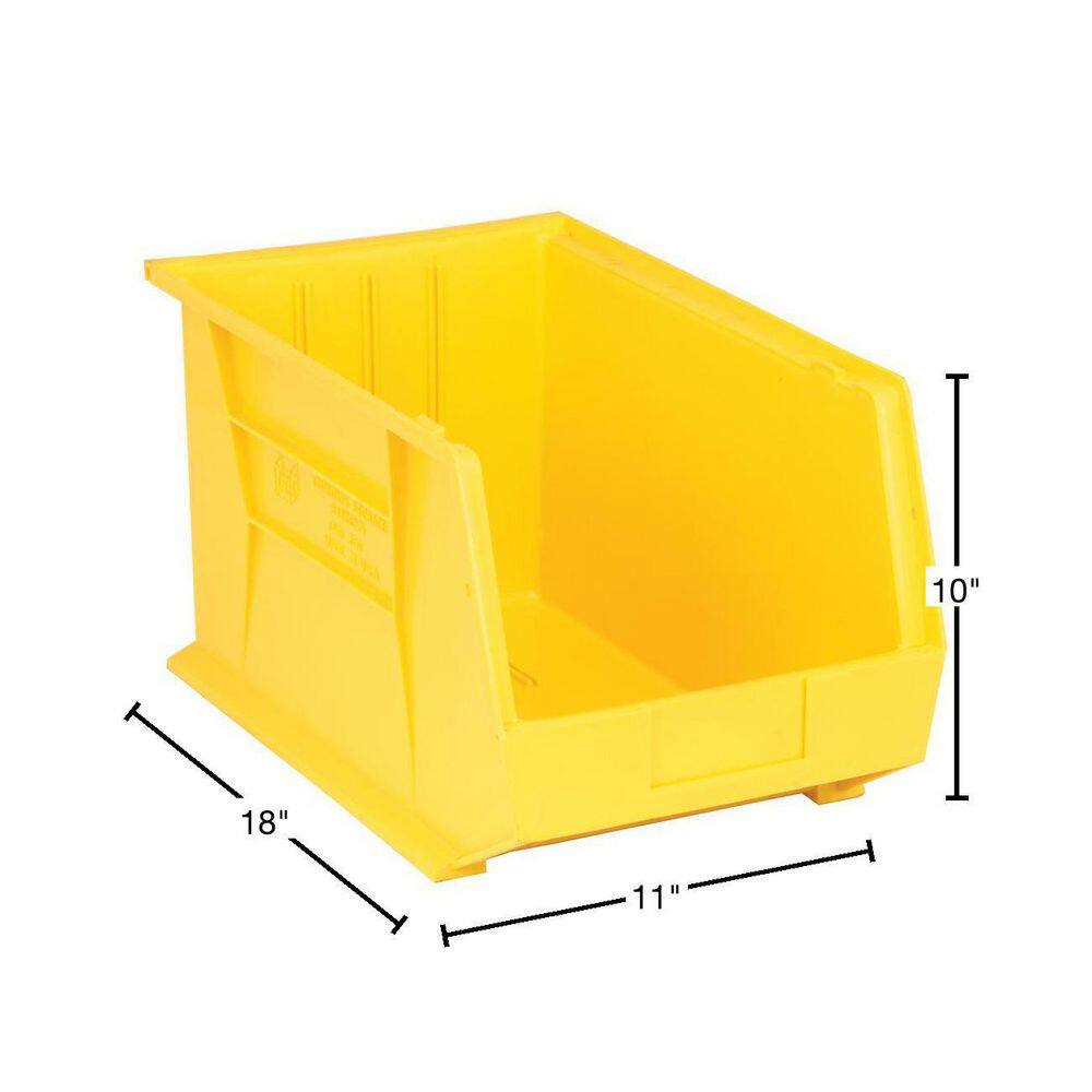 QUANTUM STORAGE SYSTEMS Ultra Series Stack and Hang 8.5 Gal. Storage Bin in Yellow (4-Pack) QUS260YL