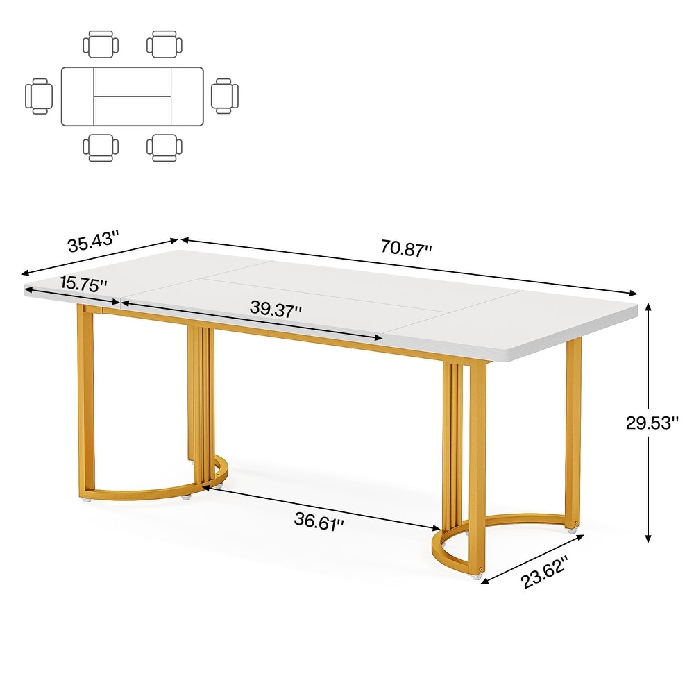 70.86 in Rectangular Dining Table  Large Modern Kitchen Table for 6 Persons