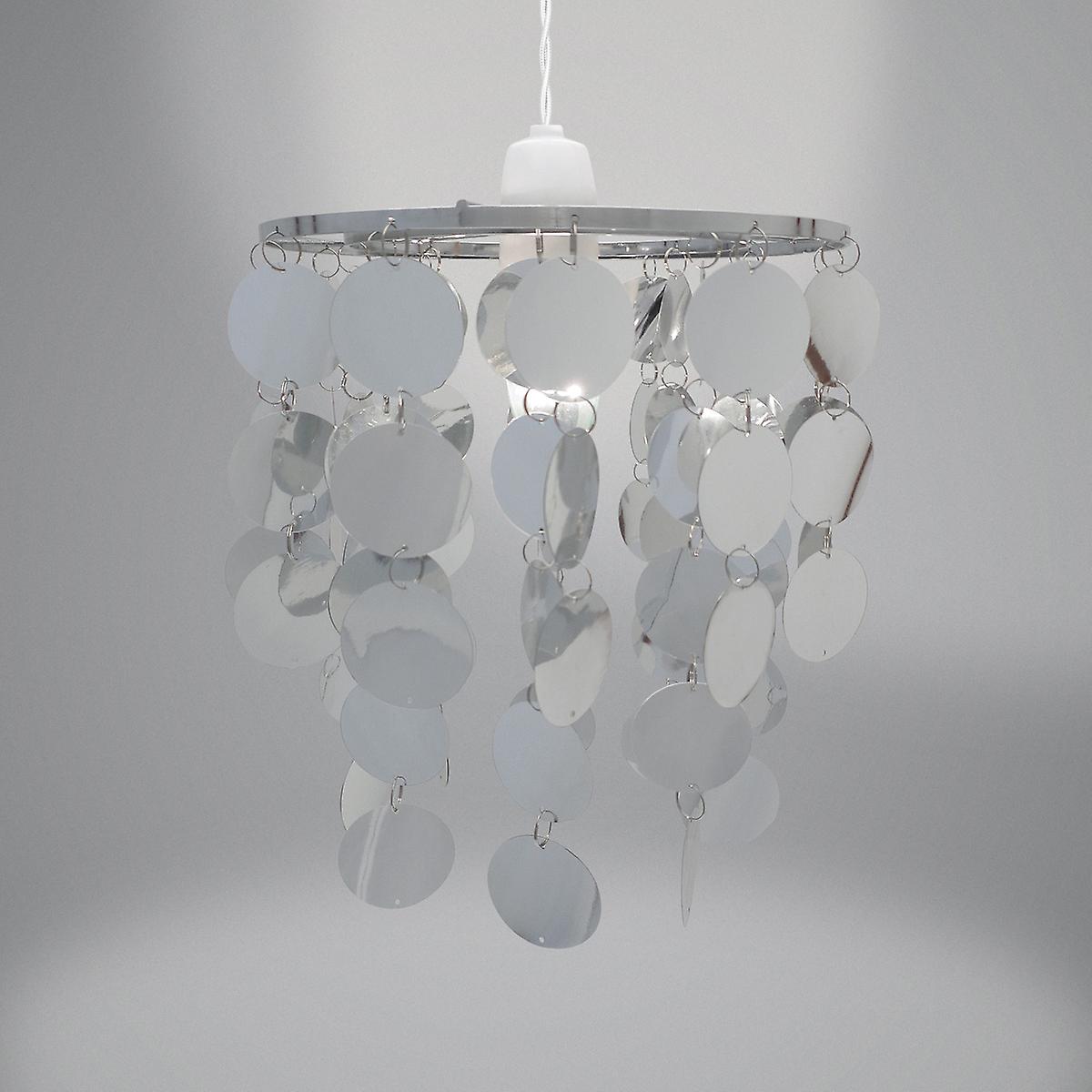 Country Club Metallic Disc Chandellier Silver