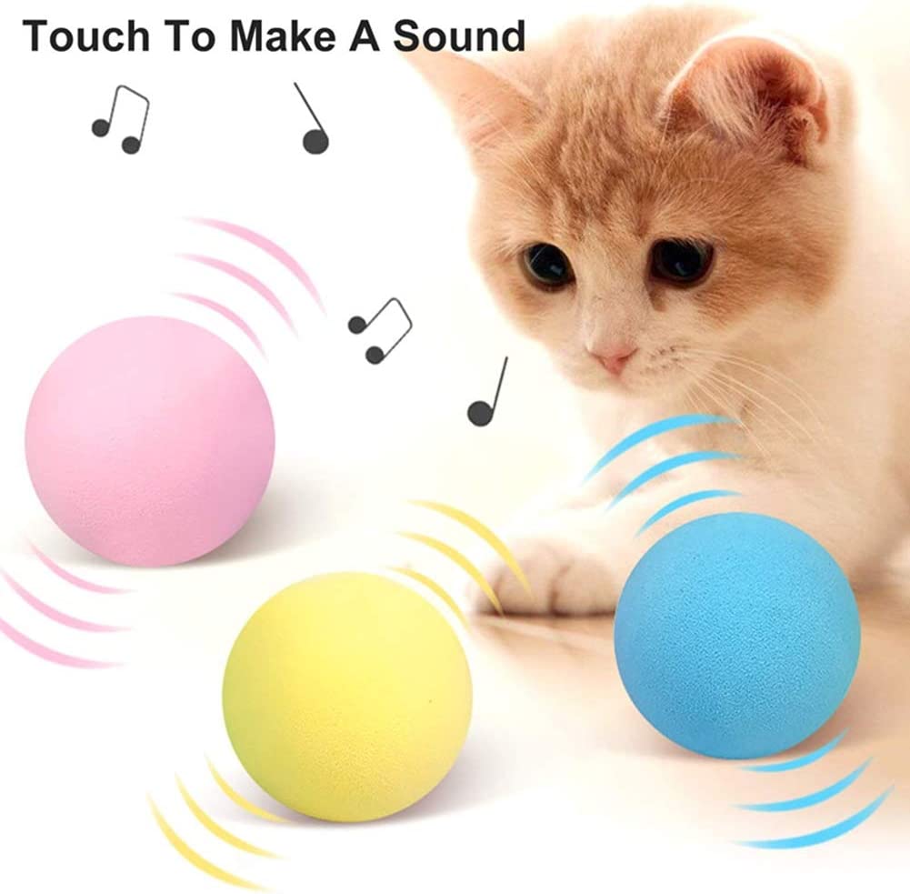 Haoshics Smart Cat Toys Interactive Ball Catnip Cat Training Toy Pet Playing Ball Pet Squeaky Supplies Products Toy for Cats Kitten Kitty (Blue-Forg， EVA Material)