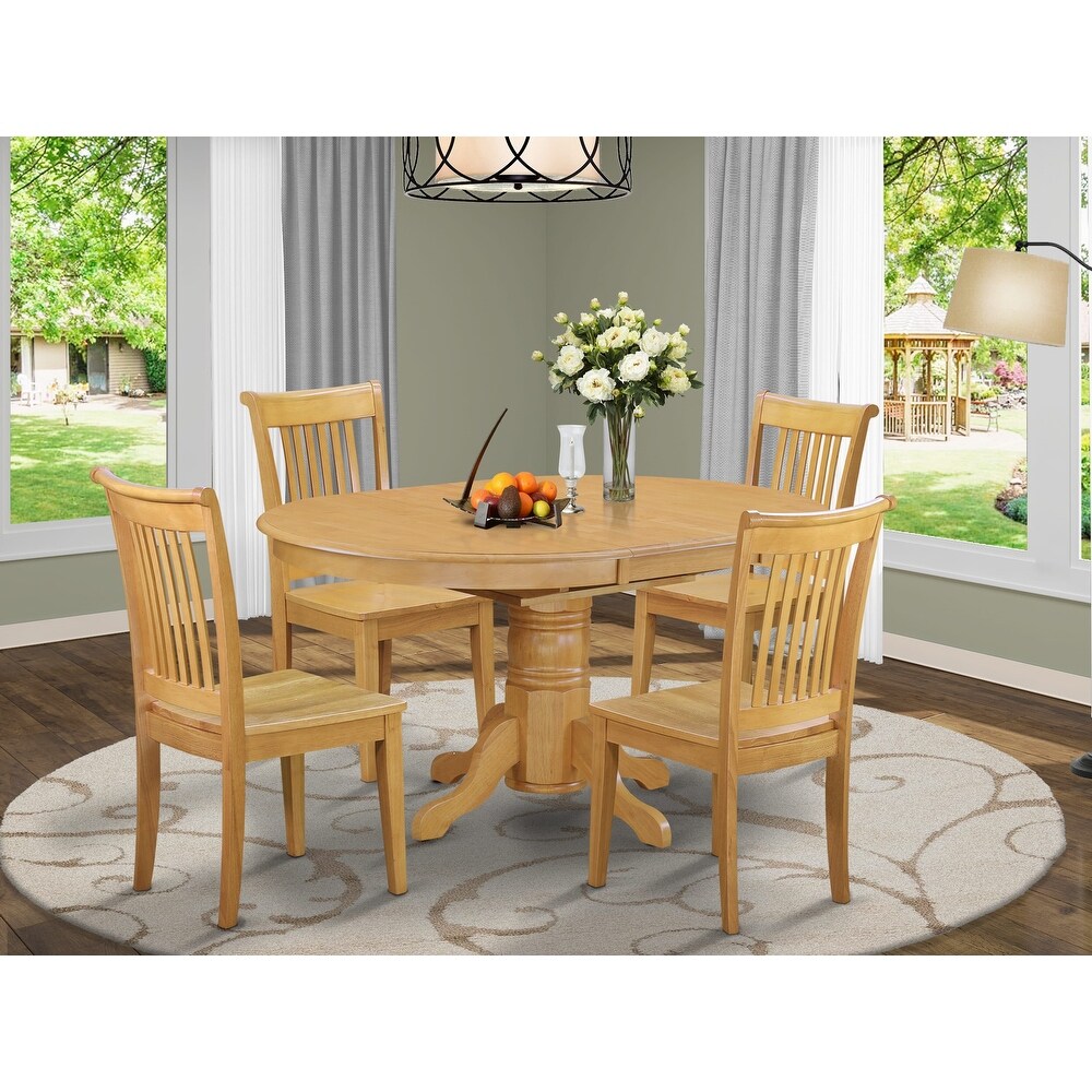 East West Furniture Modern Dining Table Set  an Oval Wooden Table and Dining Room Chairs  Oak (Pieces   Seat Options)