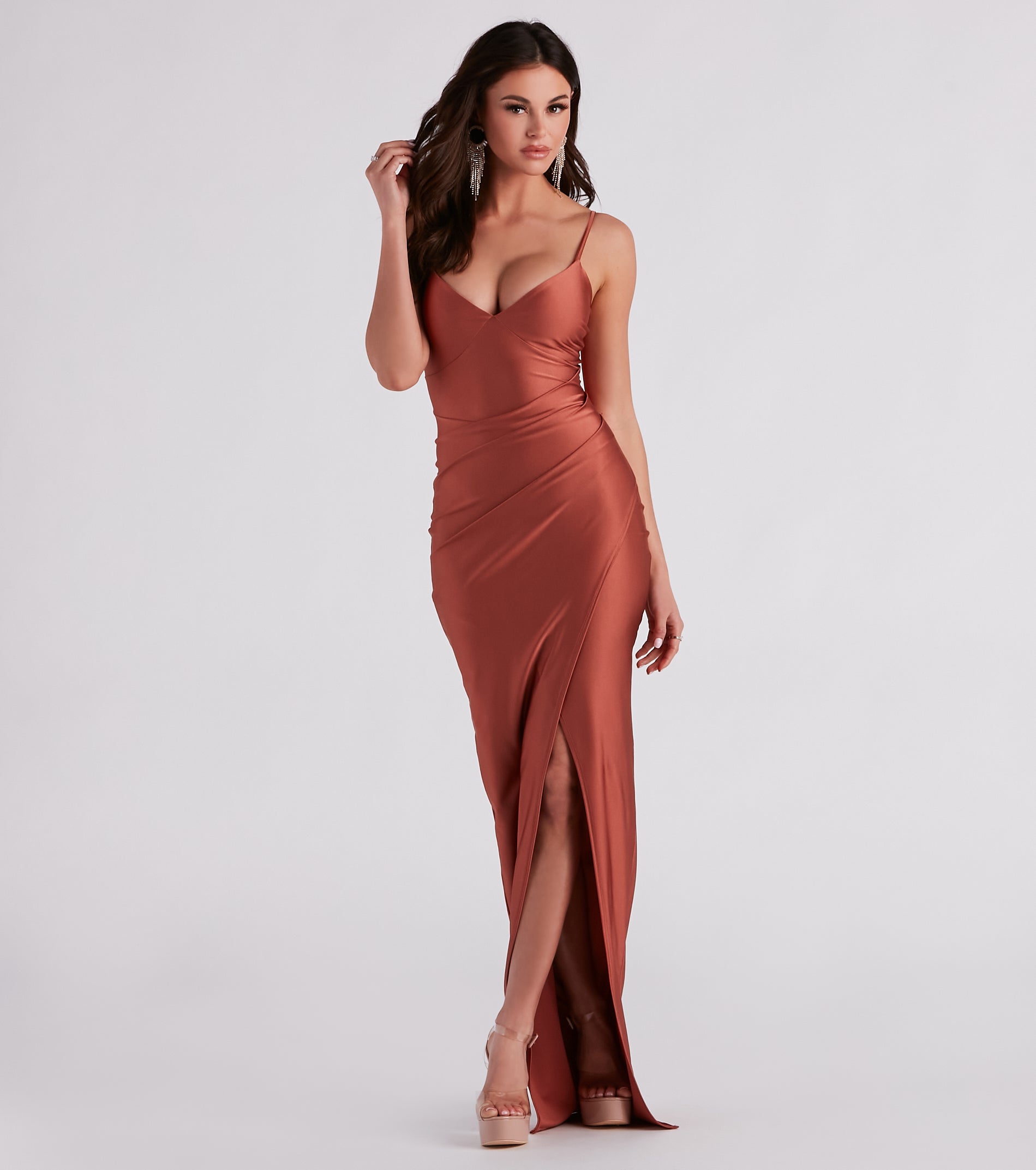 Brittney Formal V-Neck Slit Long Dress