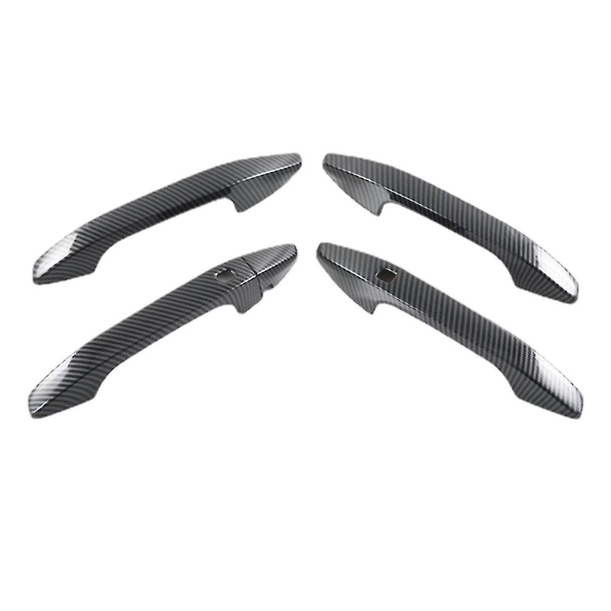 Abs Carbon Fiber Outside Door Handle Puller Cover Trim Sticker For Nq5 2021-2023 With Smart Key Hole Lhd