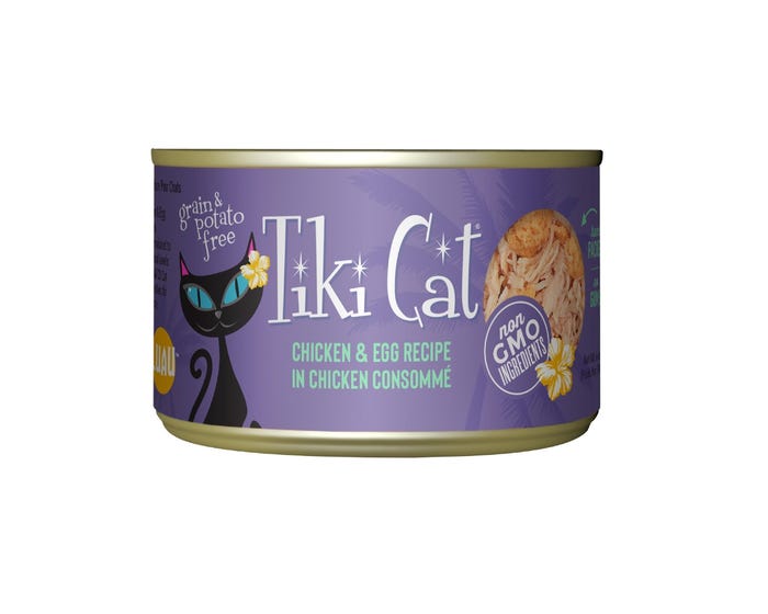 Tiki Cat Luau Wet Cat Food， Chicken  Egg， 6 oz. Can