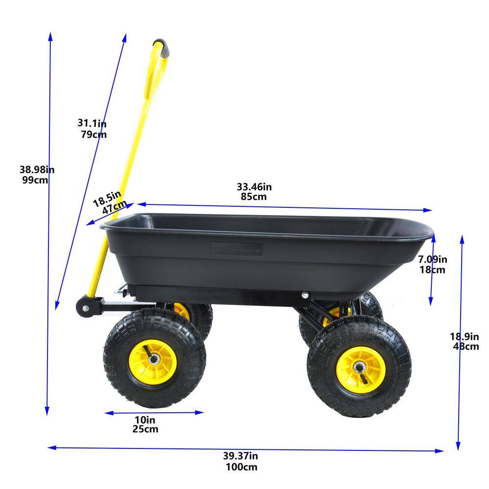 Tidoin 2.2 cu.ft. Metal Portable Cart in Black and Yellow QD-YDW2-303