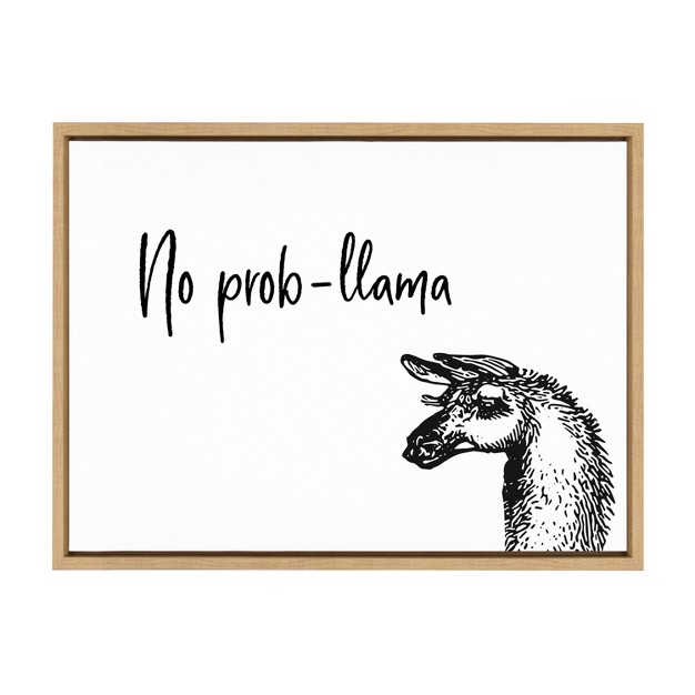 X 24 quot Sylvie No Prob Llama By Apricot And Birch Framed Wall Canvas Natural Kate amp Laurel All Things Decor