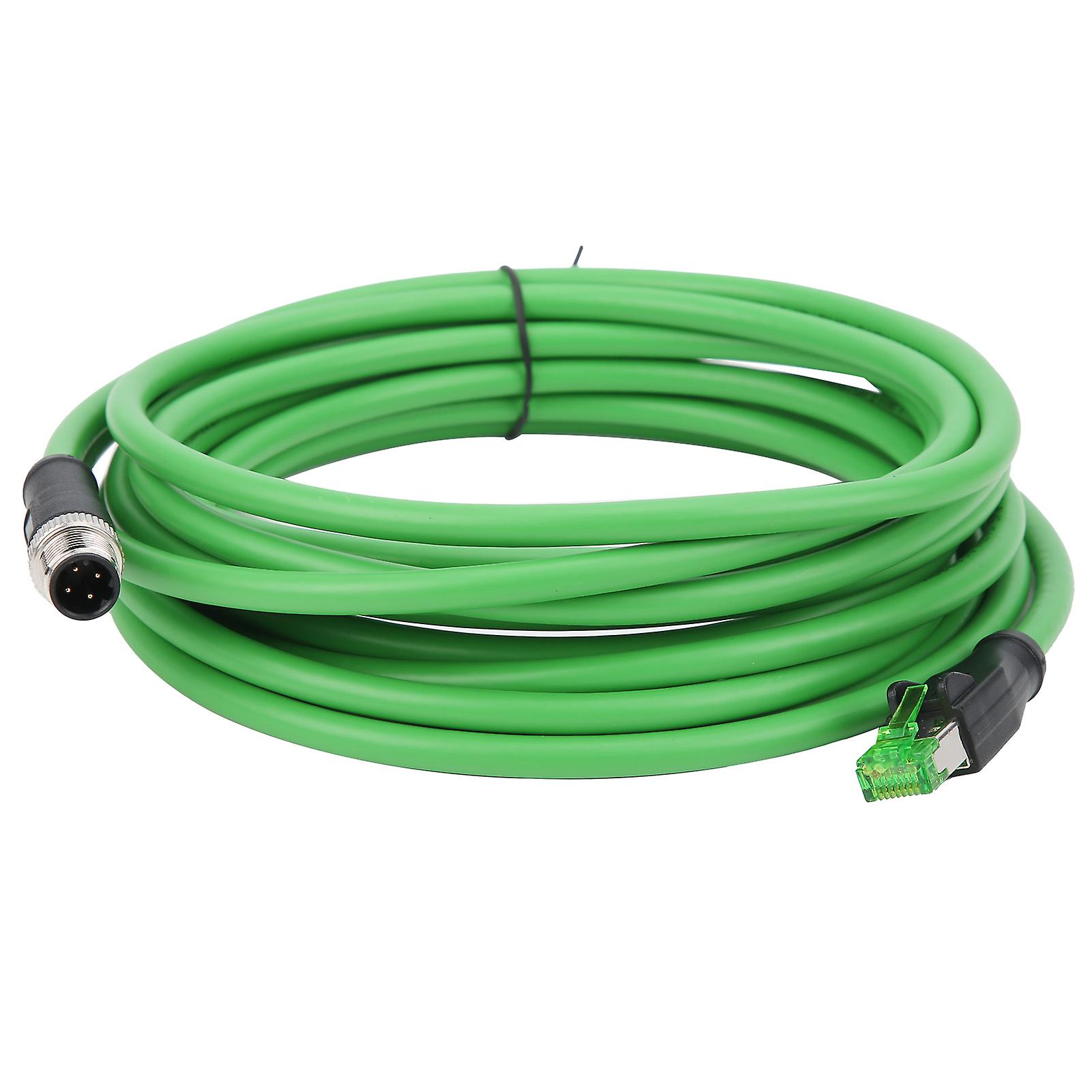 M12 To Rj45 Industrial Ethernet Cable Ip67 Waterproof Connecting Line Wire 5m/16.4ft Length