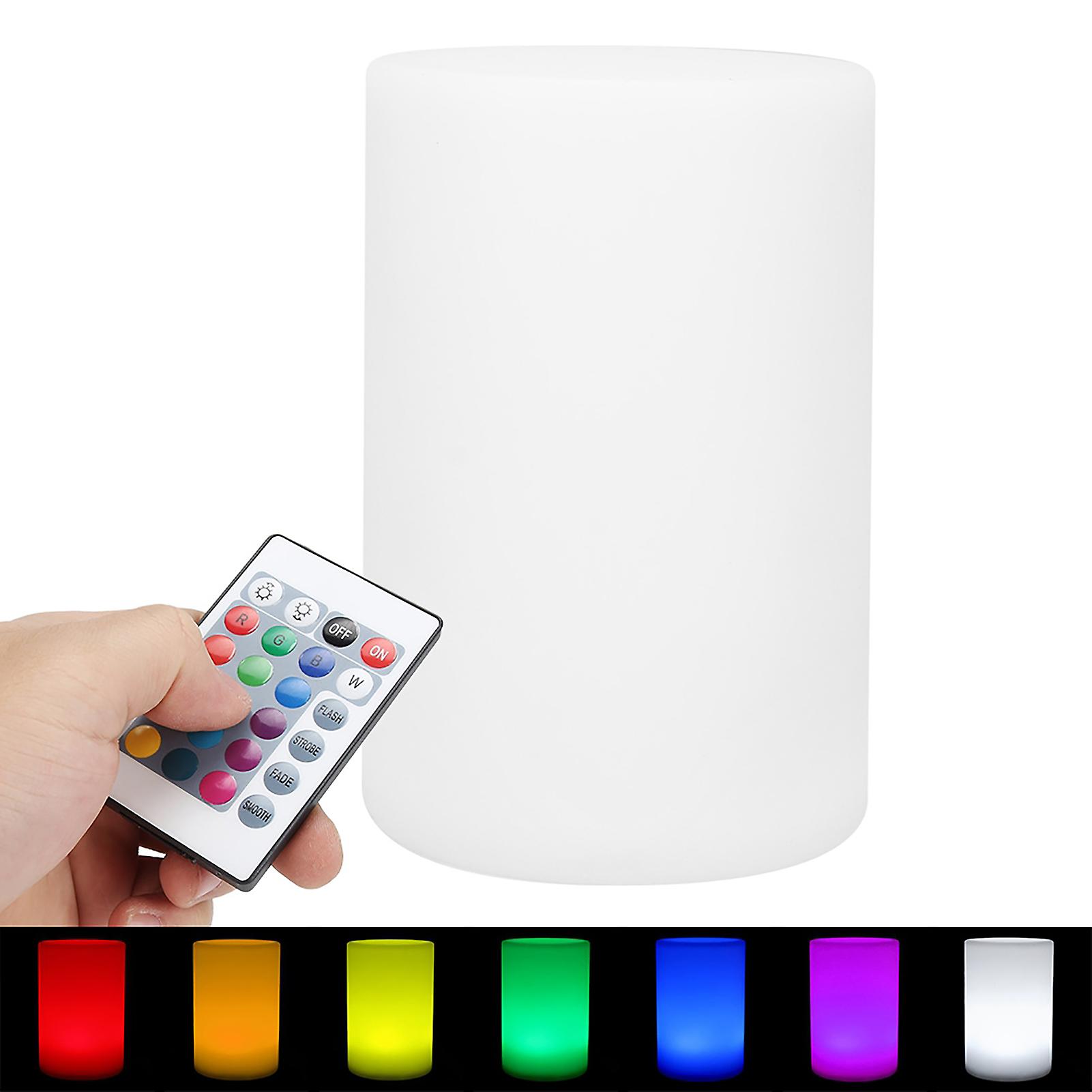 Led Desk Light Rgb Cylindrical Table Lamp With 24 Key Remote Control For Bedroom Bedsidecircular(charge Type)