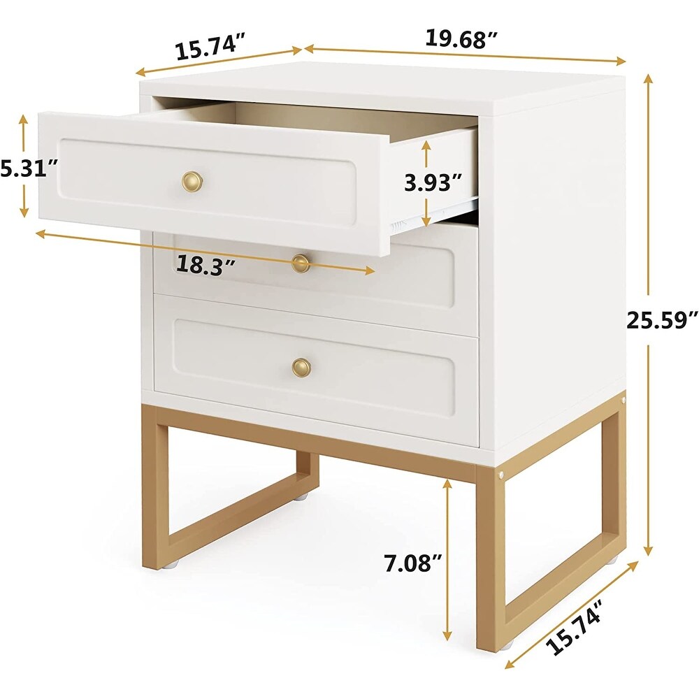 Nightstand  Bed Side Table with 3 Drawers