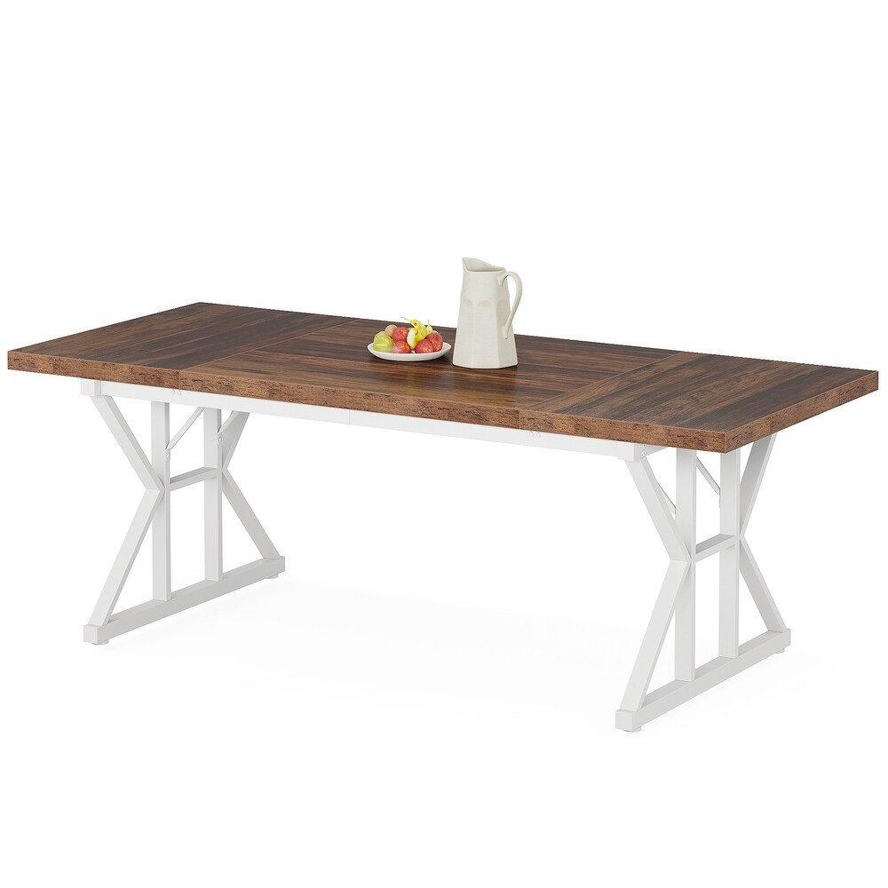 70.8 Inch Farmhouse Rectangular Wood Dining Table for 6 People