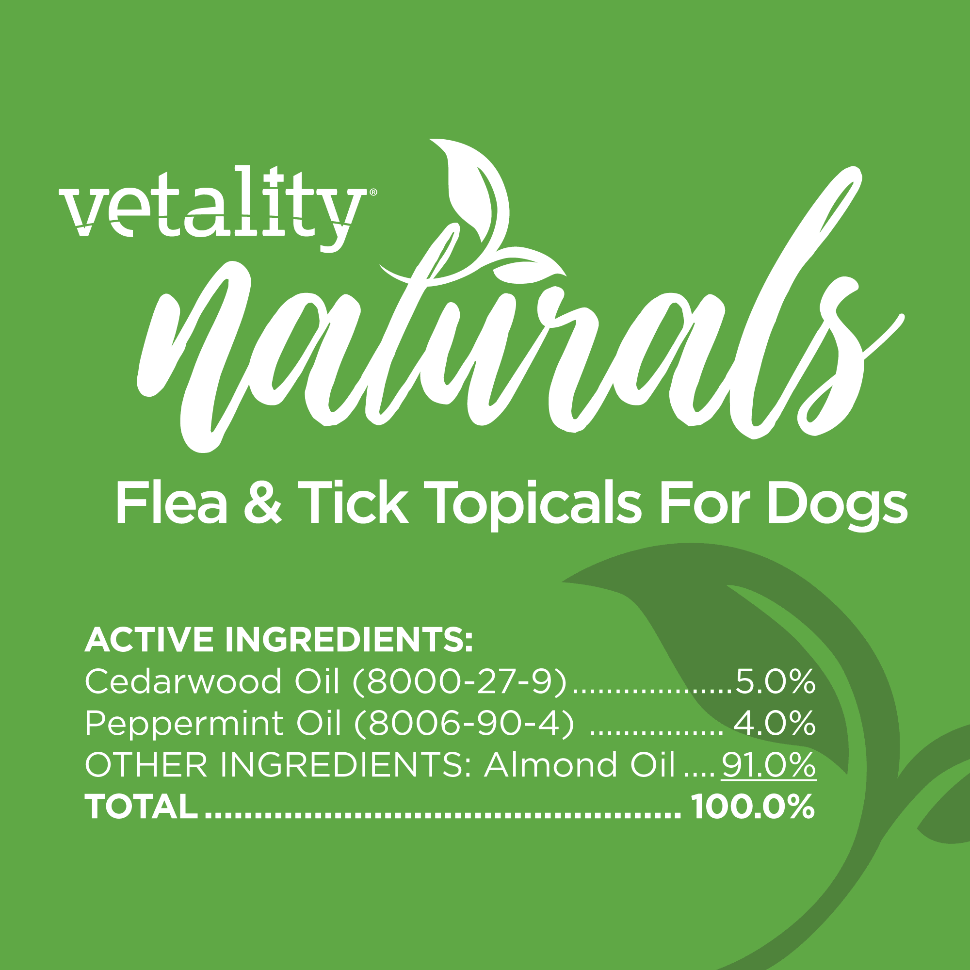 VETALITY Naturals Flea amp; Tick Topicals for Dogs Up to 15 lbs.， 3 Dose