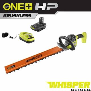 RYOBI ONE+ HP 18V Brushless Whisper Series 24 in. Cordless Hedge Trimmer with 2.0 Ah Battery and Charger P26110