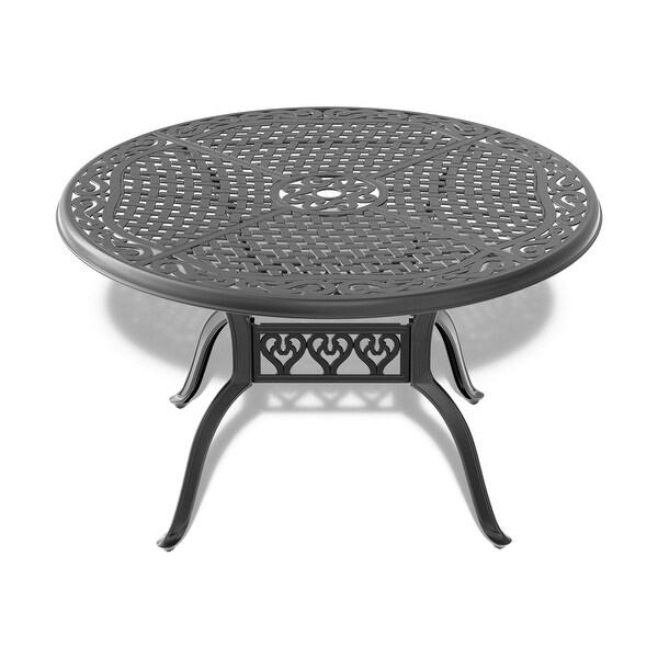 48.03 in. Black Round Cast Aluminum Patio Dining Table