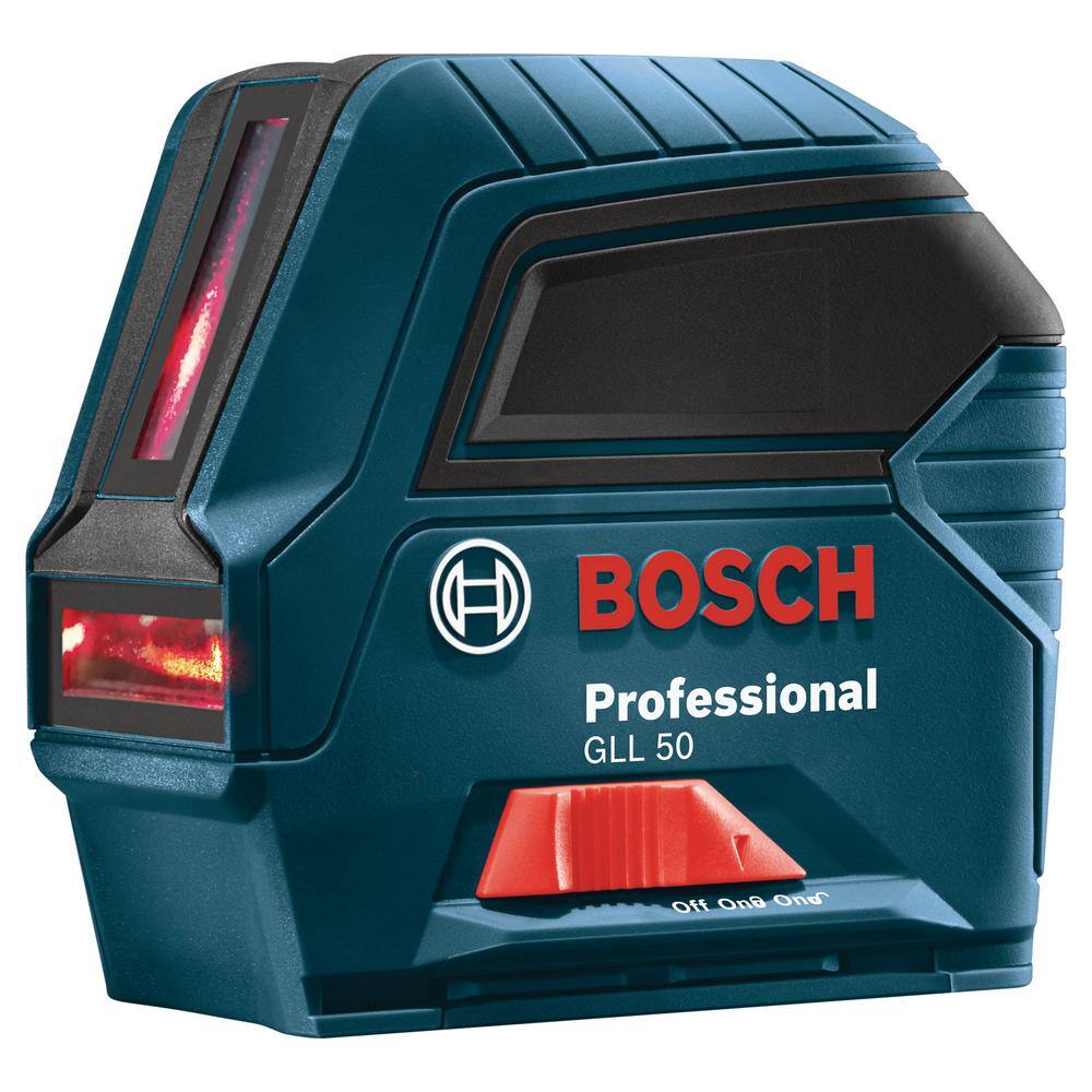 Bosch 50 ft. Cross Line Laser Level Self Leveling with VisiMax Technology L-Bracket Adjustable Mount and Hard Carrying Case GLL 50