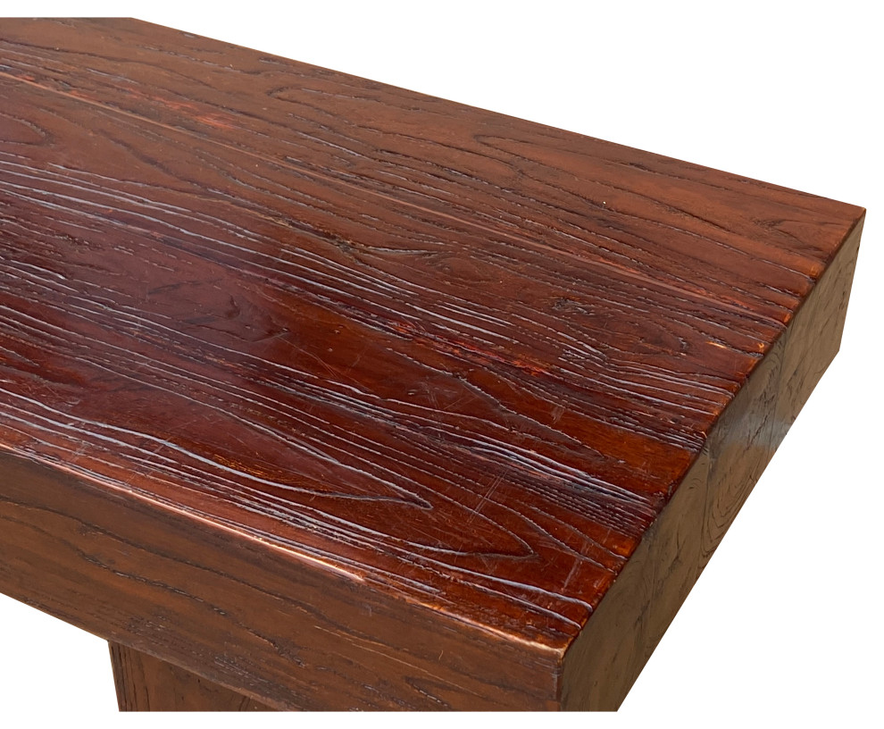 Brown Rectangular Bold Thick Wood Rough Grain Coffee Table Bench Hcs7282   Rustic   Coffee Tables   by Golden Lotus Antiques  Houzz