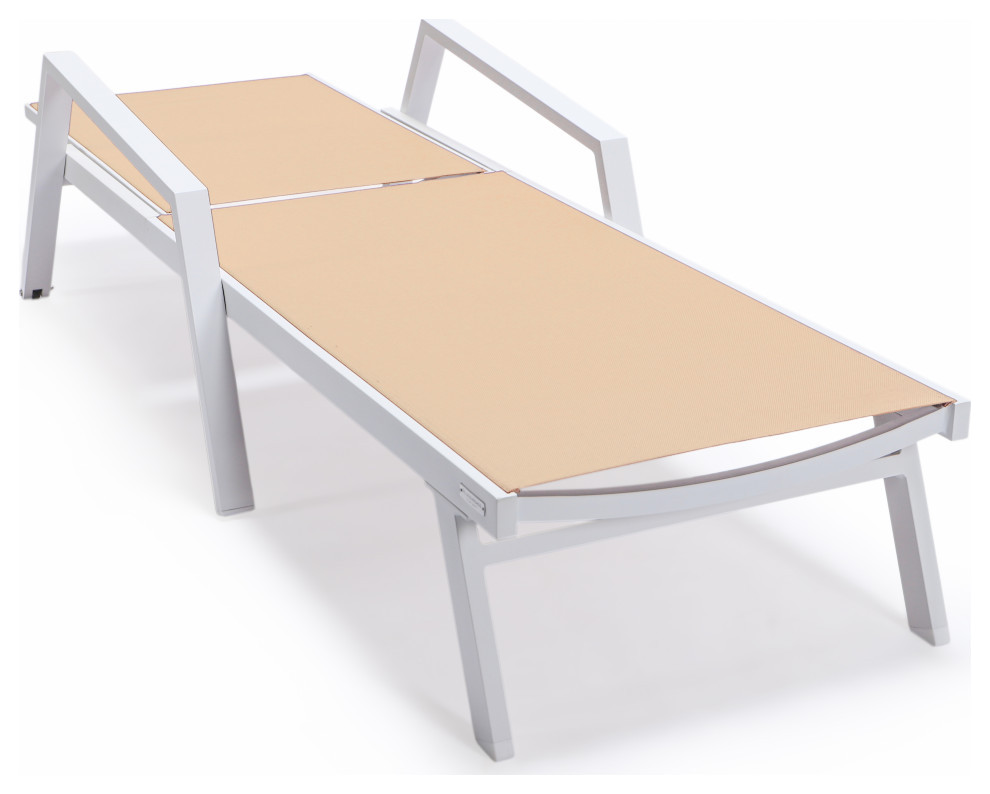 LeisureMod Marlin Patio Chaise Lounge Chair White Arms Set of 2   Contemporary   Outdoor Chaise Lounges   by LeisureMod  Houzz