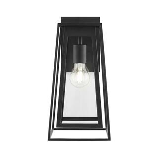 Home Decorators Collection Bailey Medium Modern 1-Light Black Hardwired Double Frame Outdoor Wall Lantern Sconce with Clear Glass 8000201-12