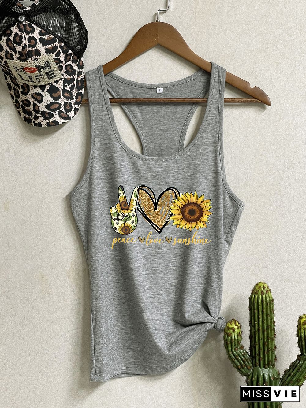 Peace Love Sunshine Sleeveless Tank Top Wholesale