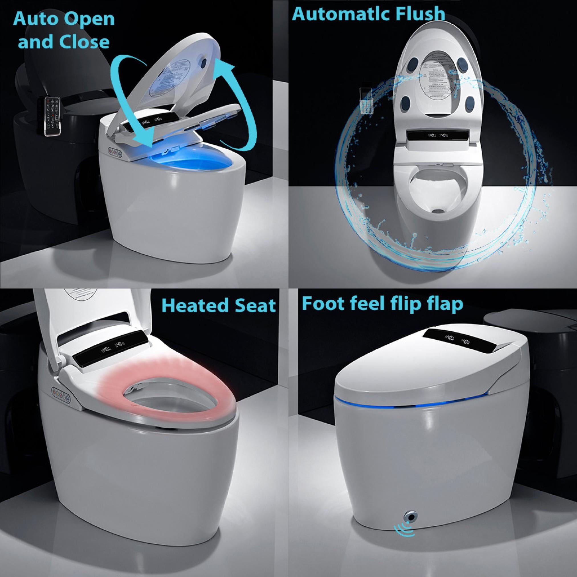 Ukeep Elongated one-piece Smart Toilet with Advance Bidet And Soft Closing Seat, Auto Dual Flush, UV-LED Sterilization, Heated Seat, Warm Water and Dry