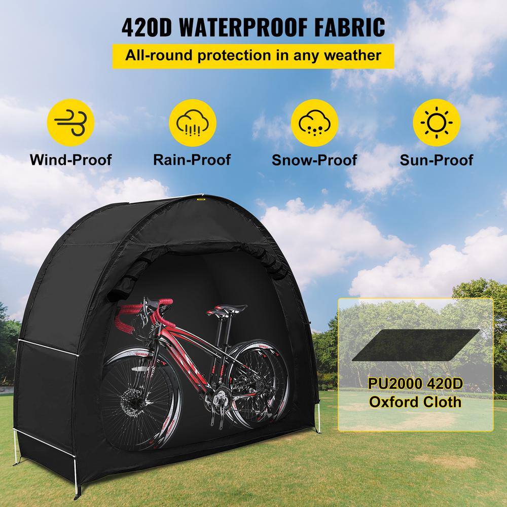 VEVOR Bike Cover 420D Oxford Bike Storage Cover with Carry Bag and Pegs Anti-Dust Bicycle Storage Shed for 2 Bikes Black ZXCCFPHSWBDDW1D6TV0