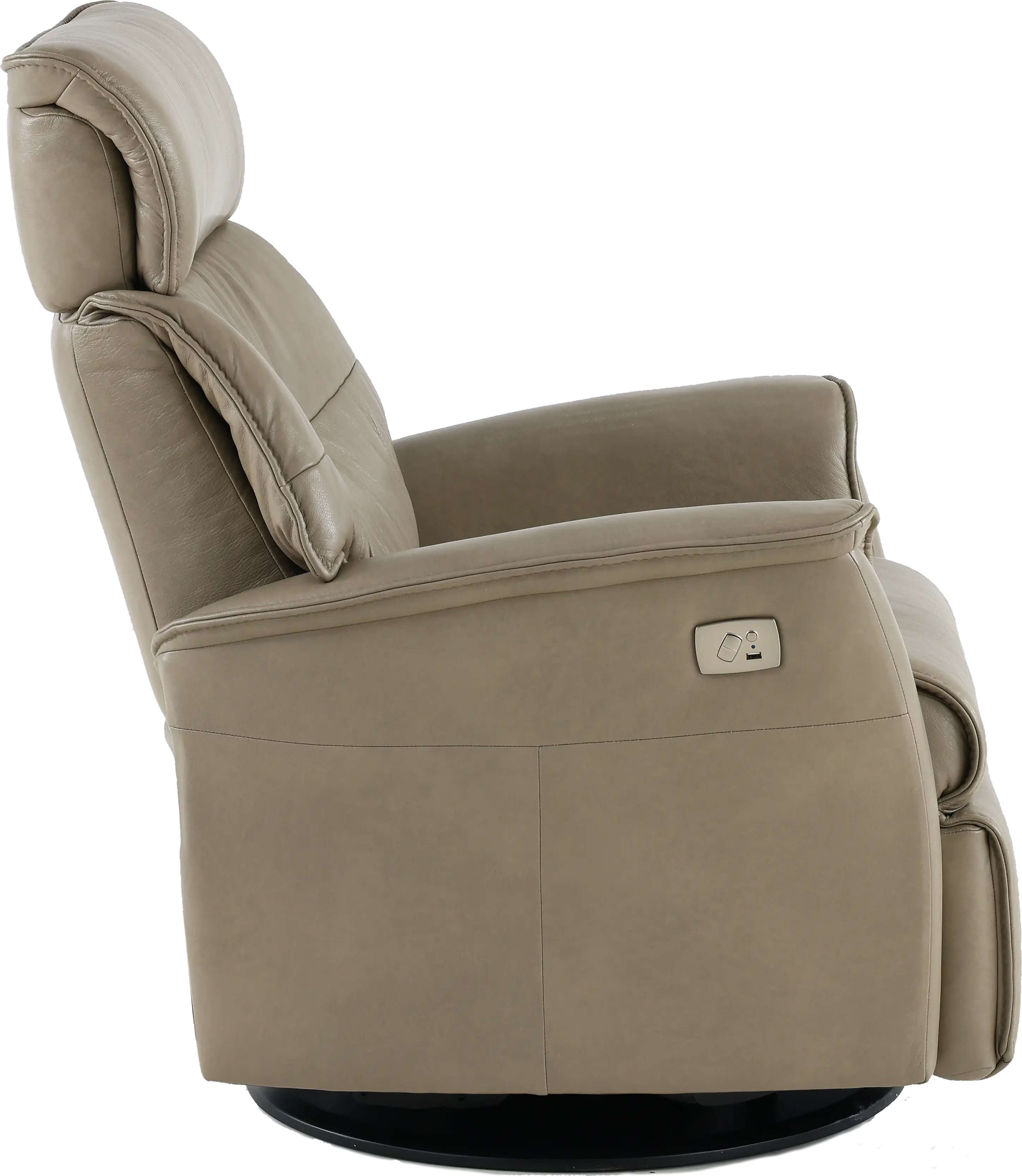 Captain Dove Beige Large Leather Swivel Glider Power Recliner