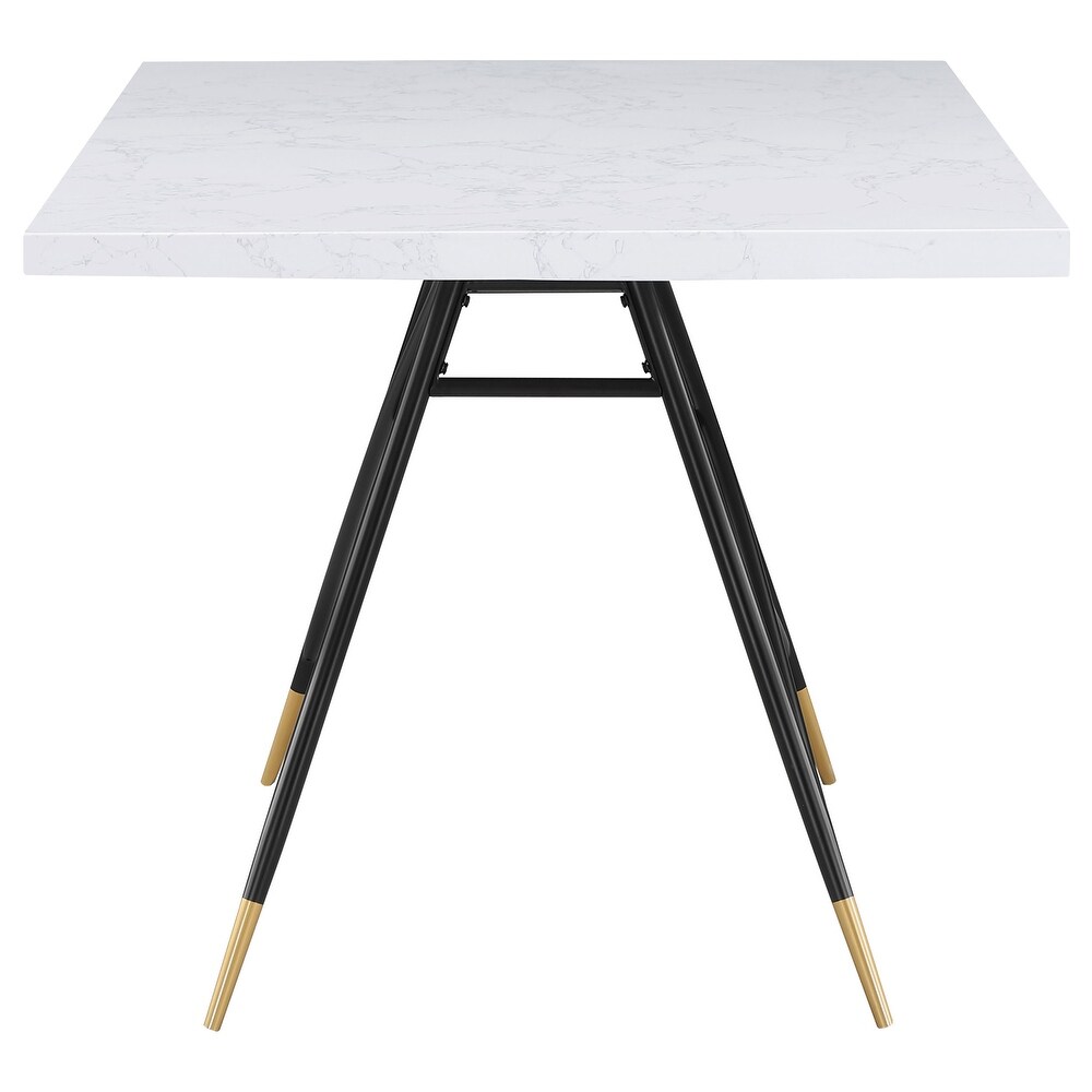 Coaster Furniture Gabrielle Rectangular Marble Top Dining Table White and Black   60.00'' x 35.50'' x 30.50''