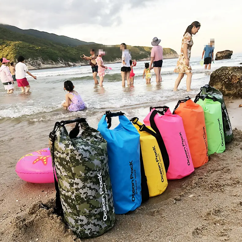 Latest Beach Travel PVC Waterproof Bag 2L/3L/5L/10L/20L Outdoor Folding Diving Compression Storage Dry Bags For Swimming