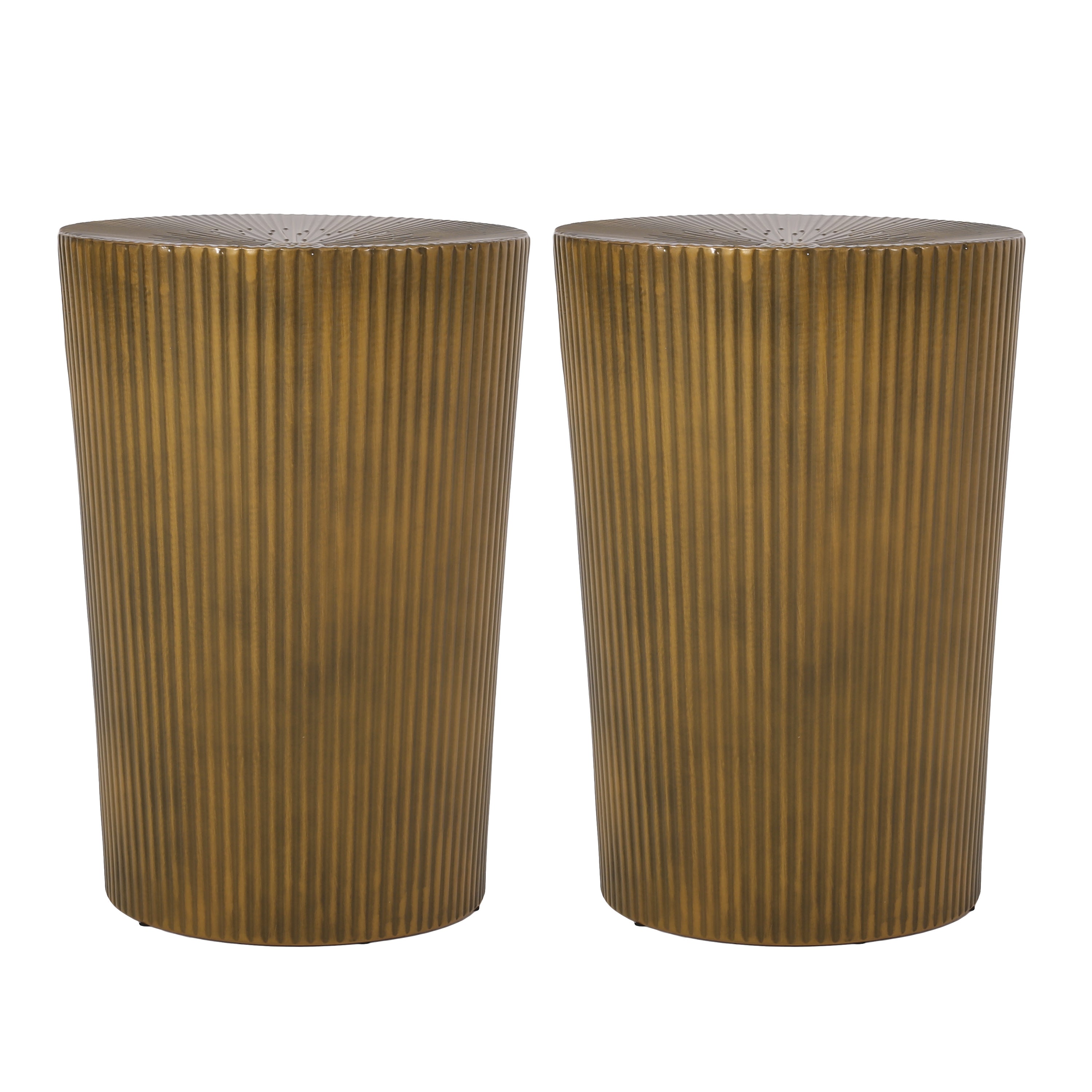 Pamsha Modern Metal Sunburst Side Tables, Set of 2