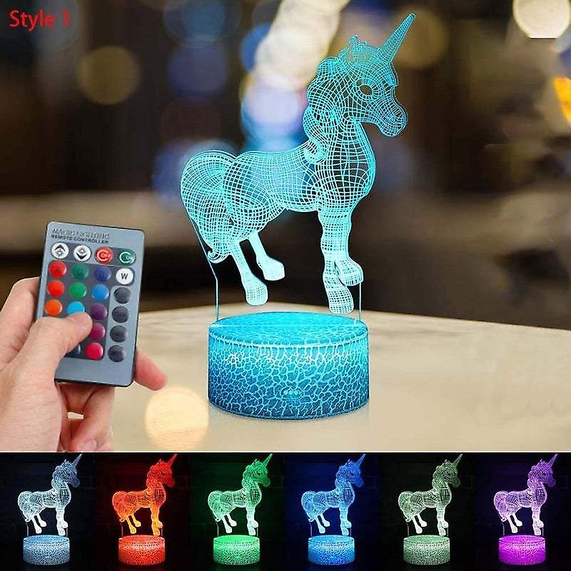 Night Lights Projectors 3D Colour Changing Led Unicorn With Remote Control