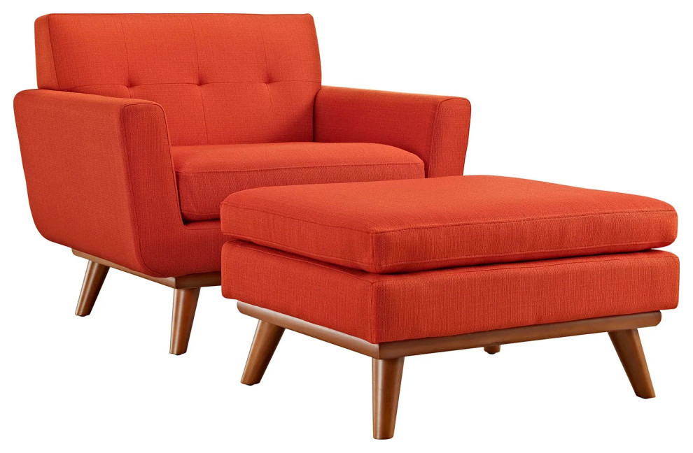 Giselle Atomic Red 2 Piece Armchair and Ottoman   Midcentury   Armchairs And Accent Chairs   by V.S.D Furniture  Houzz