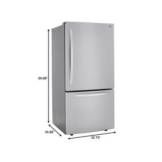 LG 33 in. W 26 cu. ft. Bottom Freezer Refrigerator w Multi-Air Flow and Smart Cooling in PrintProof Stainless Steel LRDCS2603S