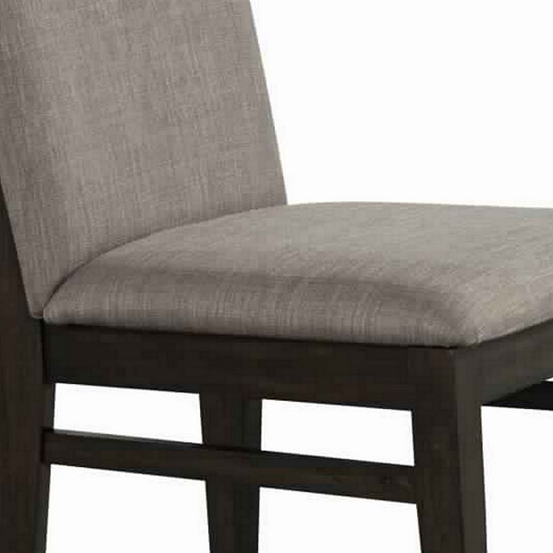 Fabric Upholstered Side Chair with Tapered Legs， Set of 2， Gray and Brown