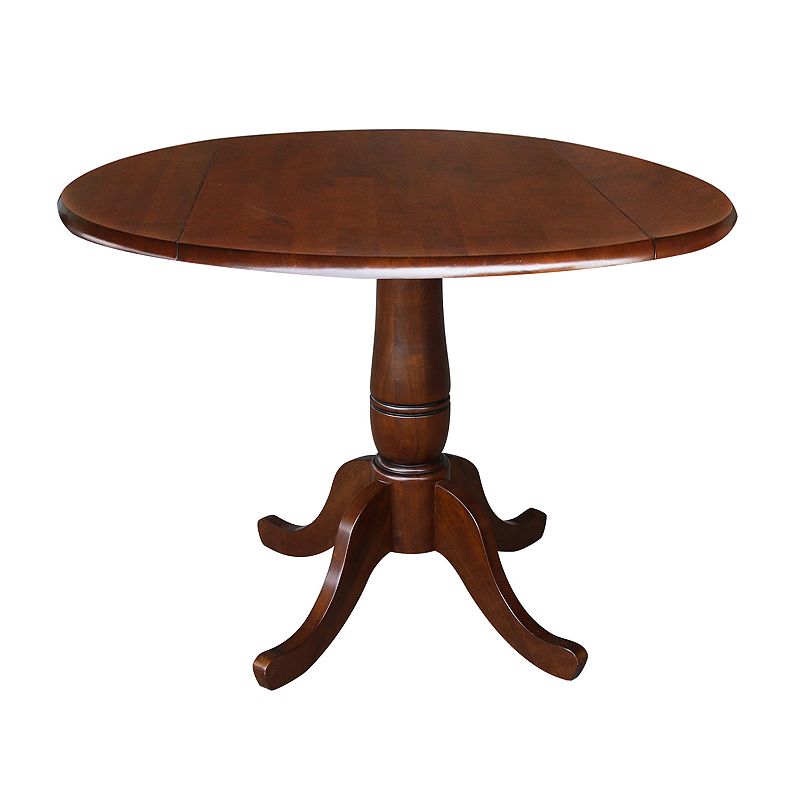 International Concepts Pedestal Round Dual Drop Leaf Dining Table